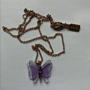 Coach Elegant Purple Butterfly Pendant Necklace